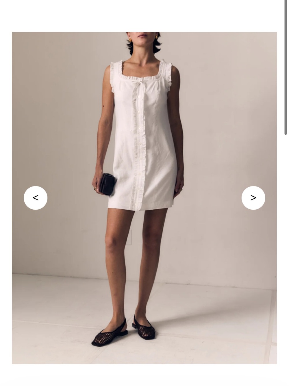 LE JEAN Linen Ruffle Mini Dress